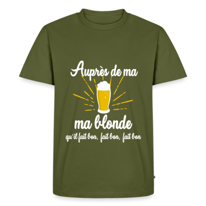 T-shirt premium homme - Auprès de ma blonde - kaki - front