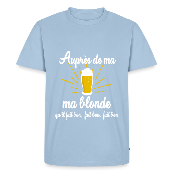 T-shirt premium homme - Auprès de ma blonde - bleu clair - front