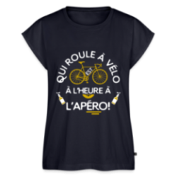 T-shirt à manches retroussées femme - Qui roule à vélo arrive à l'apéro