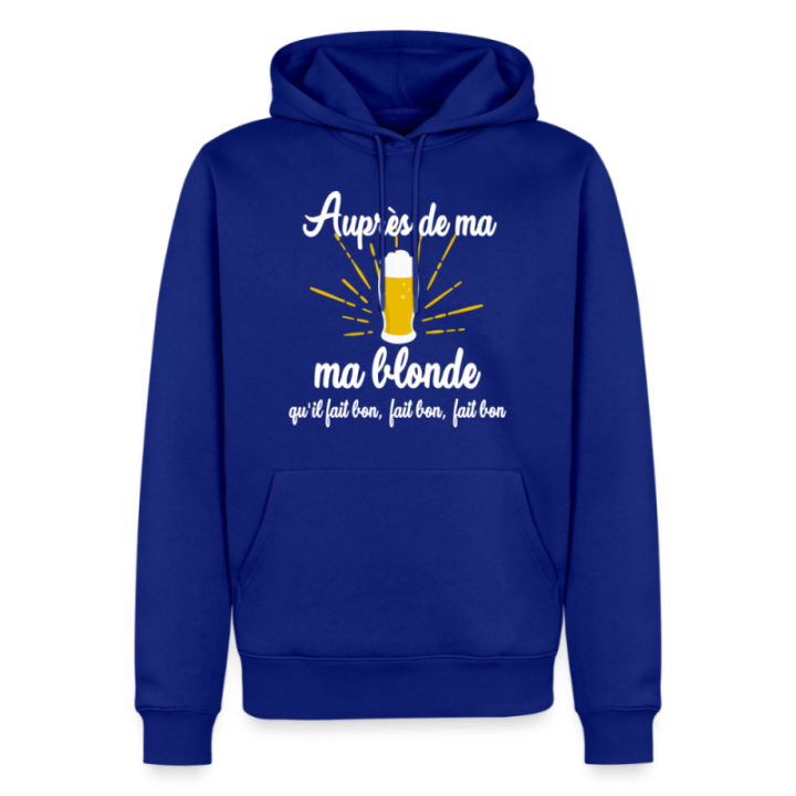 Sweat-shirt à capuche premium homme - Auprès de ma blonde - bleu roi - front