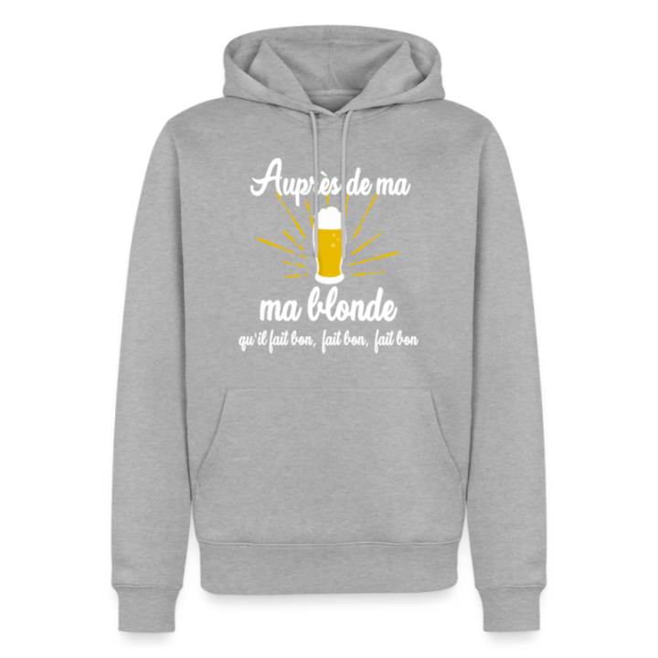 Sweat-shirt à capuche premium homme - Auprès de ma blonde - gris chiné - front