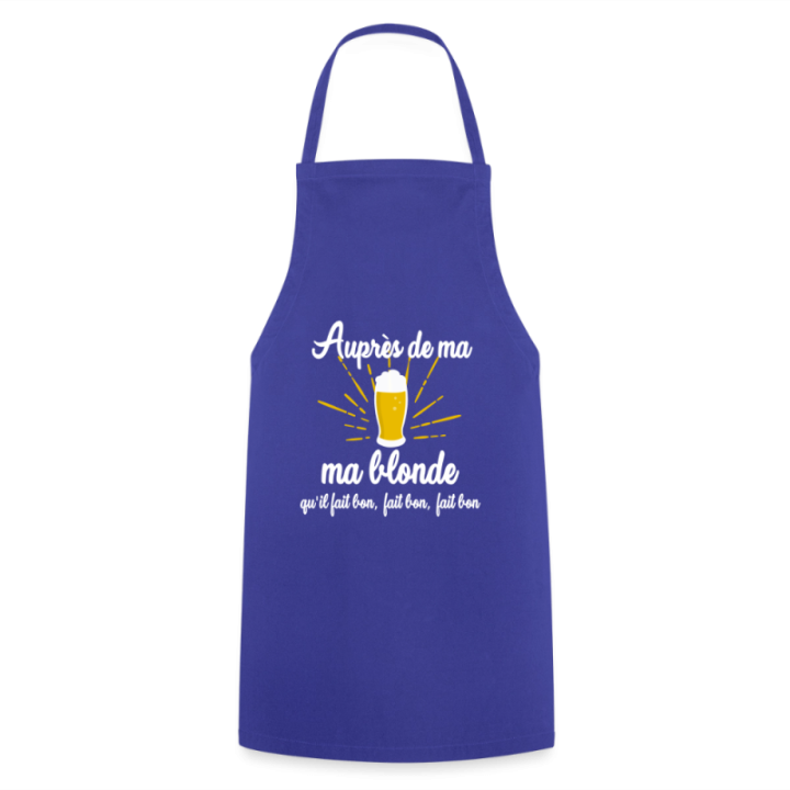 Tablier de cuisine - Auprès de ma blonde - bleu royal - front