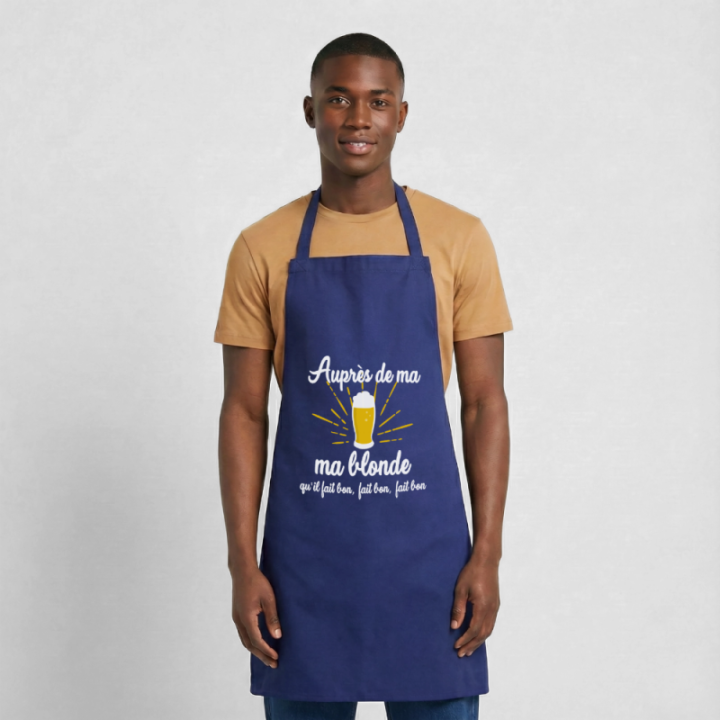 Tablier de cuisine - Auprès de ma blonde - bleu royal - front