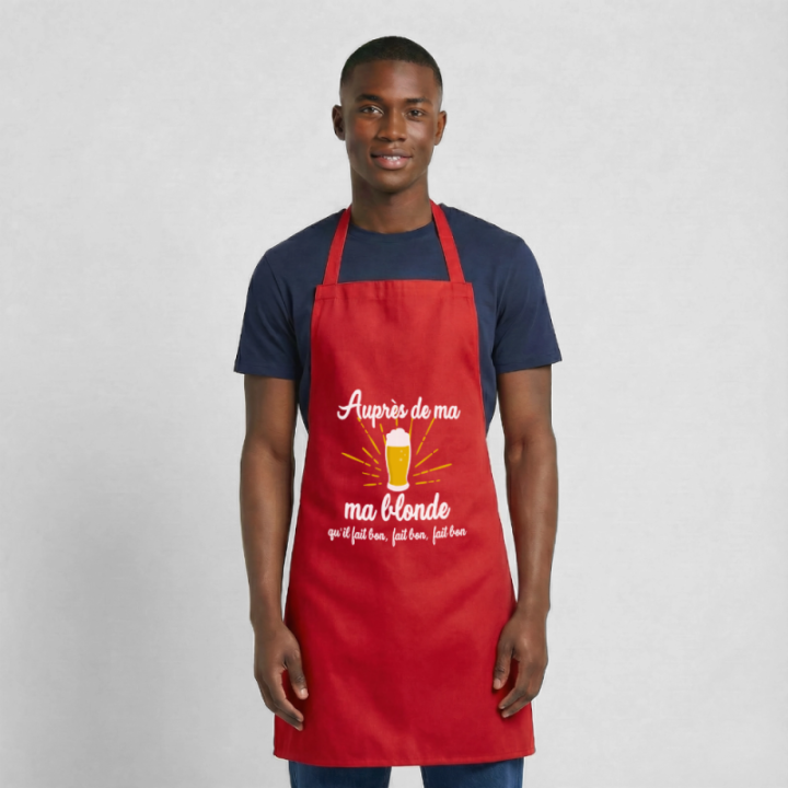 Tablier de cuisine - Auprès de ma blonde - rouge - front