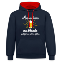 Sweat-shirt à capuche contrasté unisexe - Auprès de ma blonde