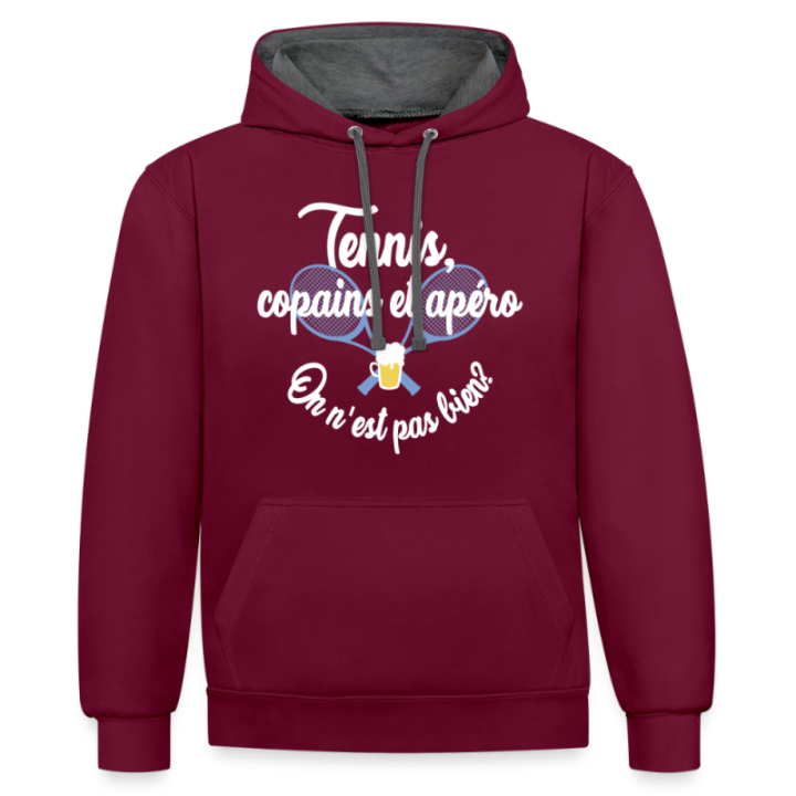 Sweat-shirt à capuche contrasté unisexe - Tennis