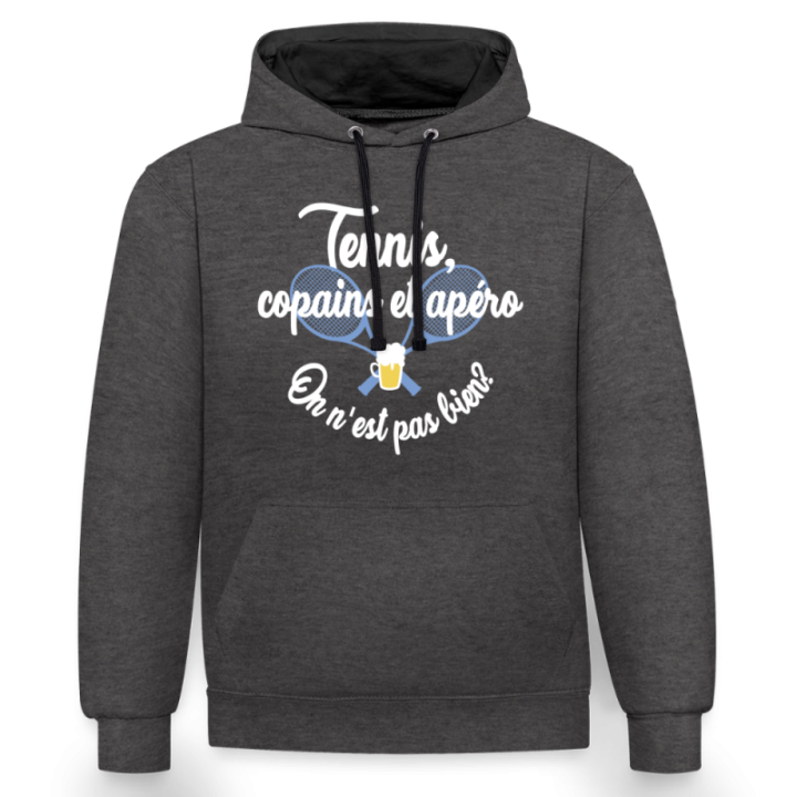 Sweat-shirt à capuche contrasté unisexe - Tennis