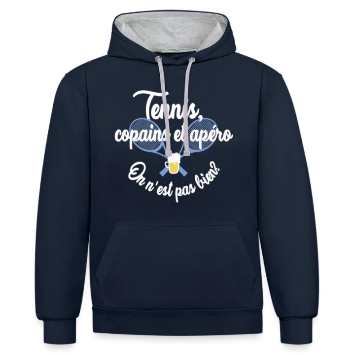 Sweat-shirt à capuche contrasté unisexe - Tennis