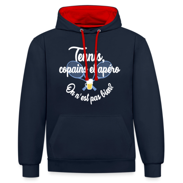 Sweat-shirt à capuche contrasté unisexe - Tennis