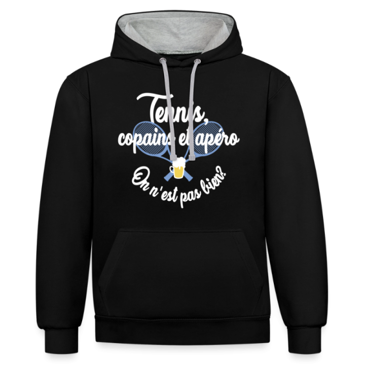 Sweat-shirt à capuche contrasté unisexe - Tennis