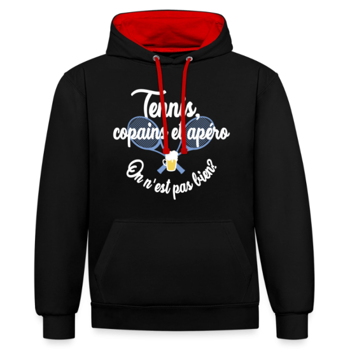 Sweat-shirt à capuche contrasté unisexe - Tennis