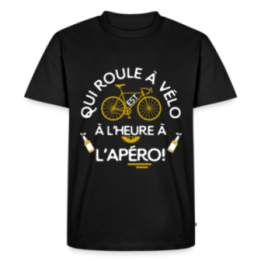 T-shirt premium homme - Qui roule à vélo arrive à l'apéro - noir - front