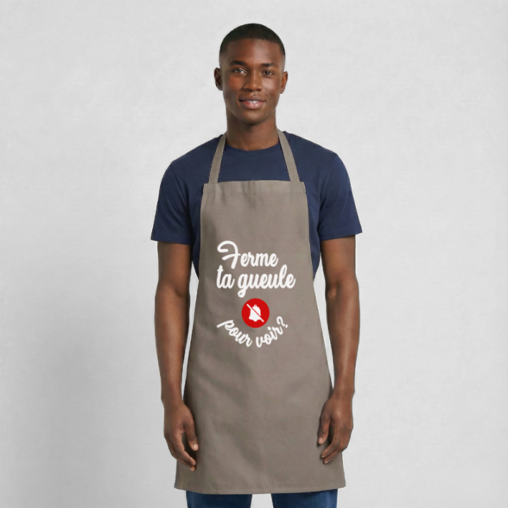 Tablier de cuisine - Ferme ta gueule pour voir - gris - front