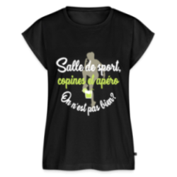 T-shirt à manches retroussées femme - Salle de sport, copines et apéro