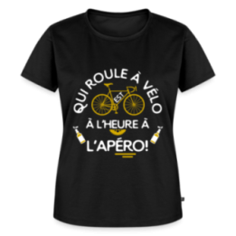 T-shirt premium femme - Qui roule à vélo arrive à l'apéro - noir - front
