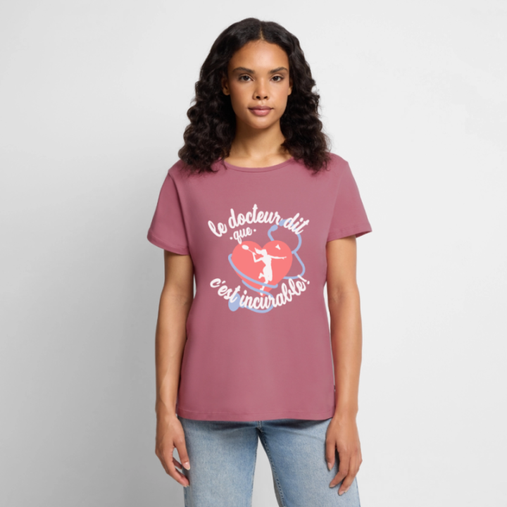 T-shirt premium femme - Le badminton: c'est incurable - mauve - front