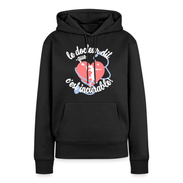 Sweat-shirt à capuche premium femme - Le badminton: c'est incurable - noir - front