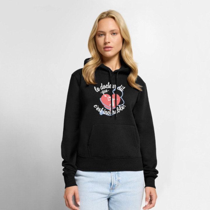 Sweat-shirt à capuche premium femme - Le badminton: c'est incurable - noir - front