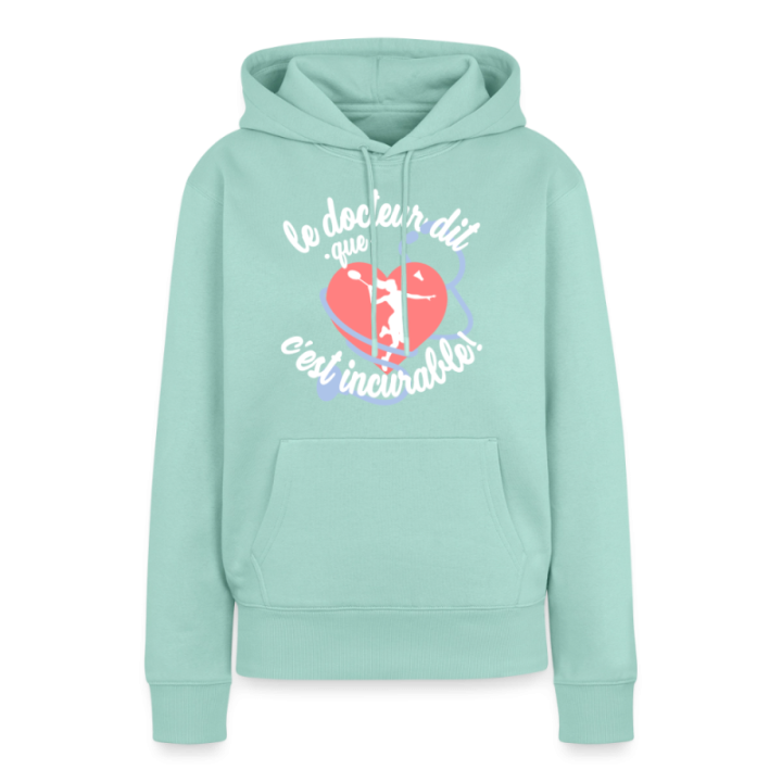 Sweat-shirt à capuche premium femme - Le badminton: c'est incurable - menthe  - front