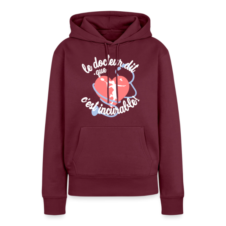 Sweat-shirt à capuche premium femme - Le badminton: c'est incurable - bourgogne - front