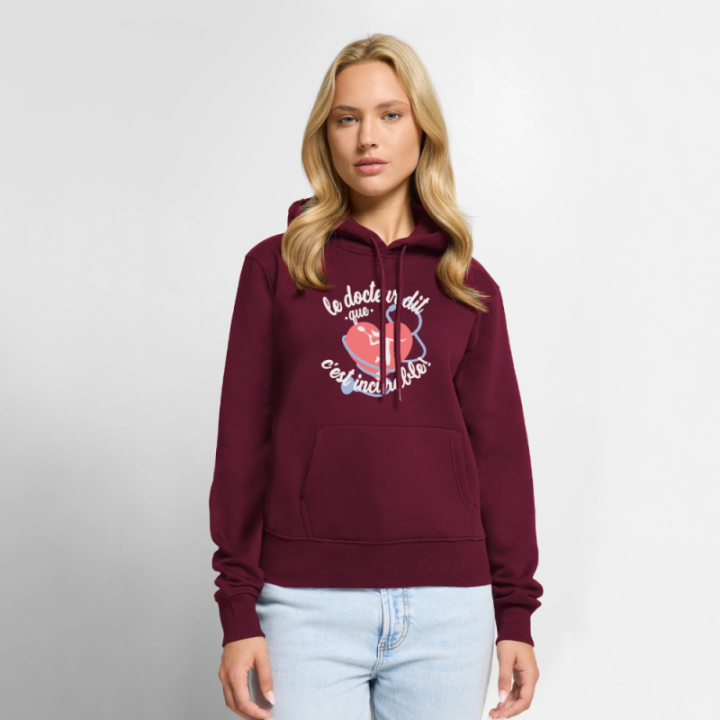 Sweat-shirt à capuche premium femme - Le badminton: c'est incurable - bourgogne - front