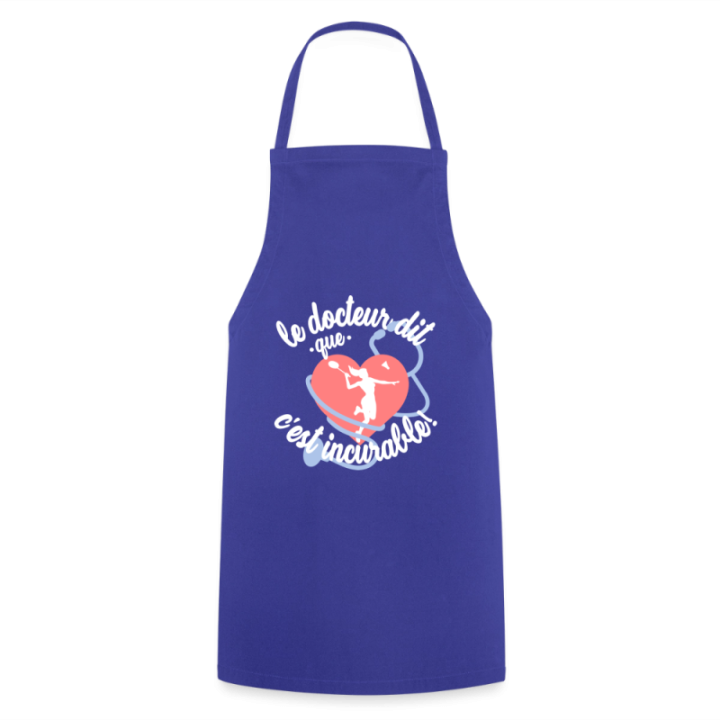 Tablier de cuisine - Le badminton: c'est incurable - bleu royal - front