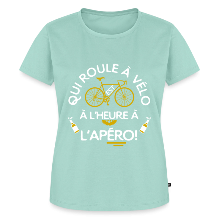 T-shirt premium femme - Qui roule à vélo arrive à l'apéro - menthe  - front