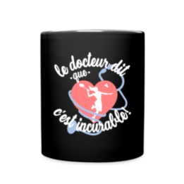 Mug uni - Le badminton: c'est incurable - noir - front