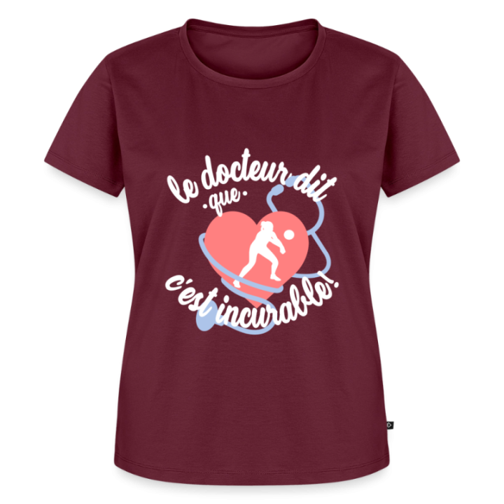 T-shirt premium femme - Le volley: c'est incurable - bourgogne - front