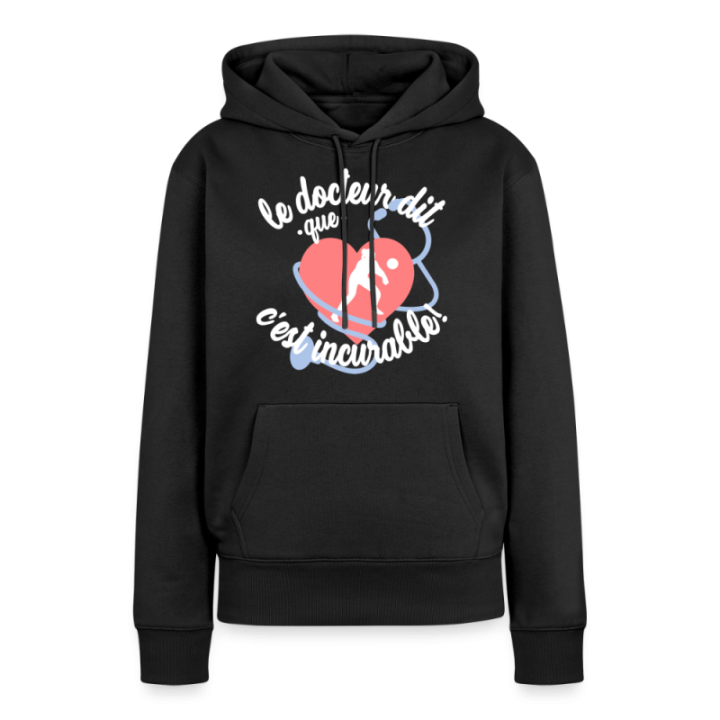 Sweat-shirt à capuche premium femme - Le volley: c'est incurable - noir - front