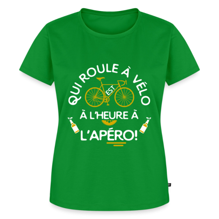 T-shirt premium femme - Qui roule à vélo arrive à l'apéro - vert - front