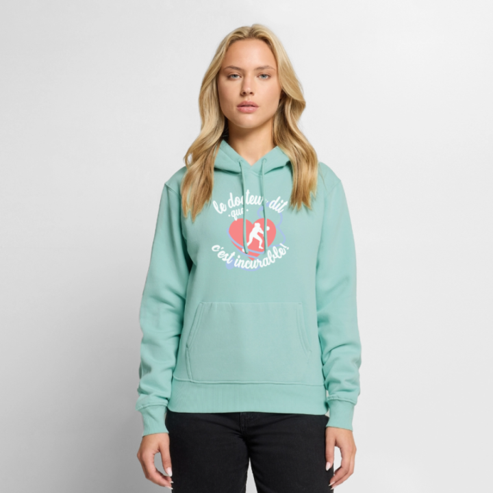 Sweat-shirt à capuche premium femme - Le volley: c'est incurable - menthe  - front