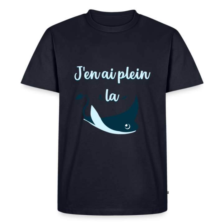 T-shirt premium homme - Plein la raie - bleu marine - front