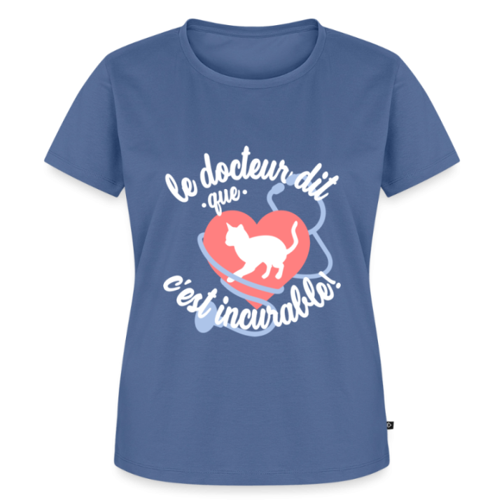 T-shirt premium femme - Les chats: c'est incurable - bleu pigeon - front