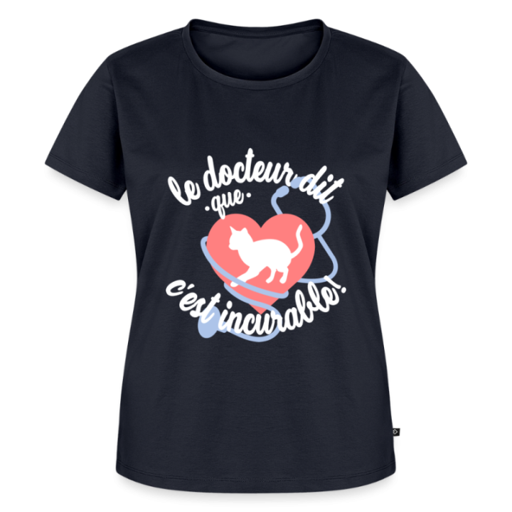 T-shirt premium femme - Les chats: c'est incurable - bleu marine - front