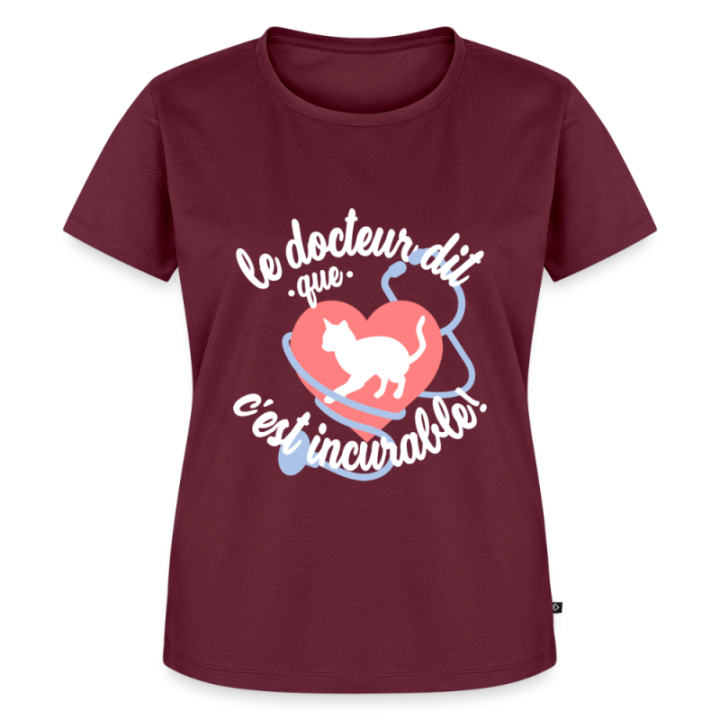 T-shirt premium femme - Les chats: c'est incurable - bourgogne - front