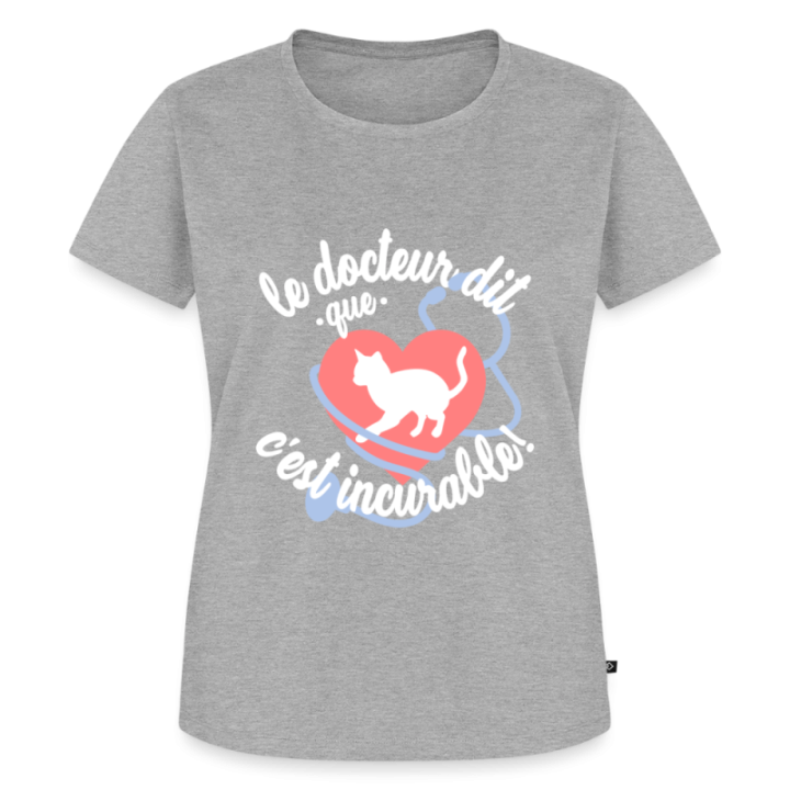 T-shirt premium femme - Les chats: c'est incurable - gris chiné - front