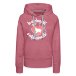 Sweat-shirt à capuche premium femme - Les chats: c'est incurable