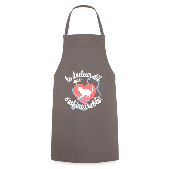 Tablier de cuisine - Les chats: c'est incurable - gris - front