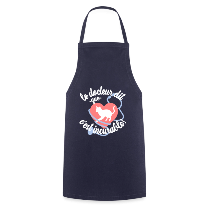 Tablier de cuisine - Les chats: c'est incurable - marine - front