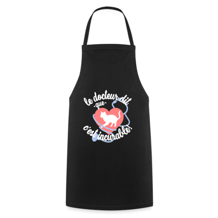 Tablier de cuisine - Les chats: c'est incurable - noir - front