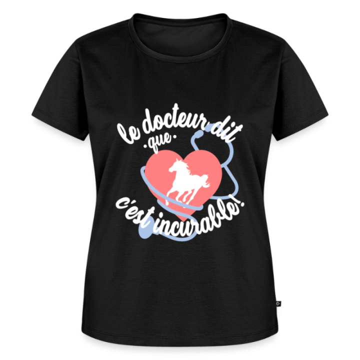 T-shirt premium femme - Le cheval: c'est incurable - noir - front