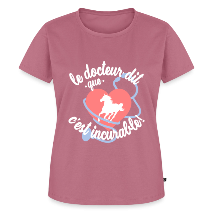 T-shirt premium femme - Le cheval: c'est incurable - mauve - front