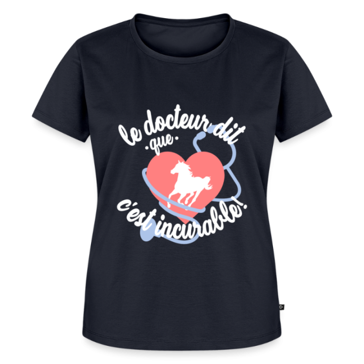 T-shirt premium femme - Le cheval: c'est incurable - bleu marine - front