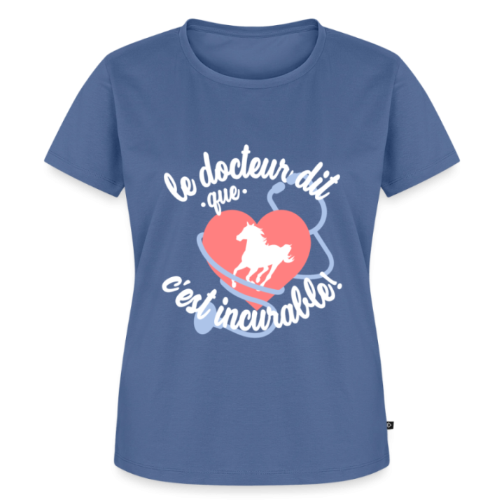 T-shirt premium femme - Le cheval: c'est incurable - bleu pigeon - front