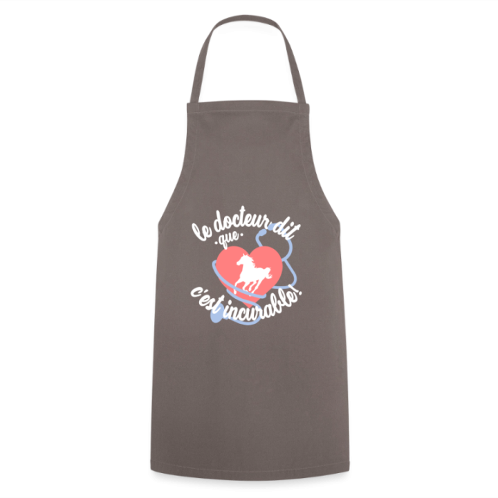 Tablier de cuisine - Le cheval: c'est incurable - gris - front