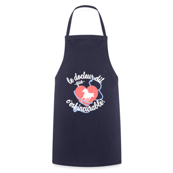 Tablier de cuisine - Le cheval: c'est incurable - marine - front