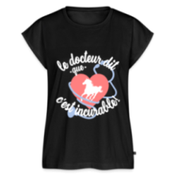 T-shirt à manches retroussées femme - Le cheval: c'est incurable