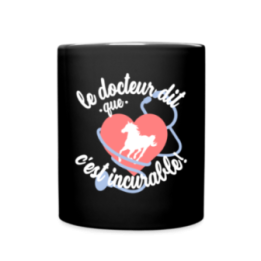 Mug uni - Le cheval: c'est incurable - noir - front