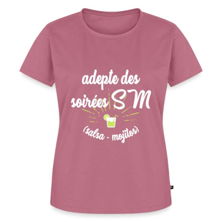 T-shirt premium femme - Soirées SM: Salsa et Mojitos - mauve - front